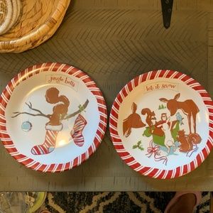 Pottery Barn Kids melamine Christmas plates - set of 2.